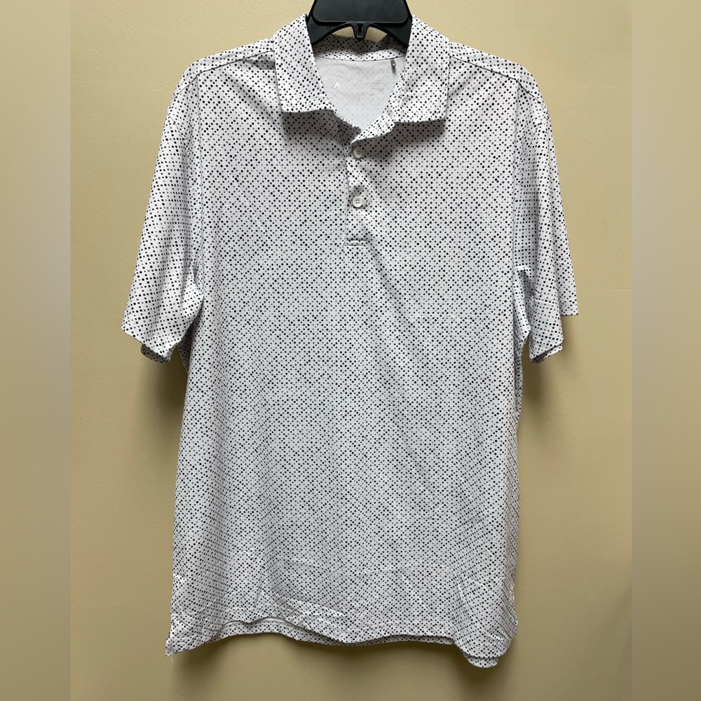 Antigua White Polo with Black Micro-Dot Print